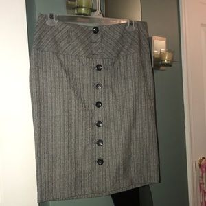 Grey and black skirt.
